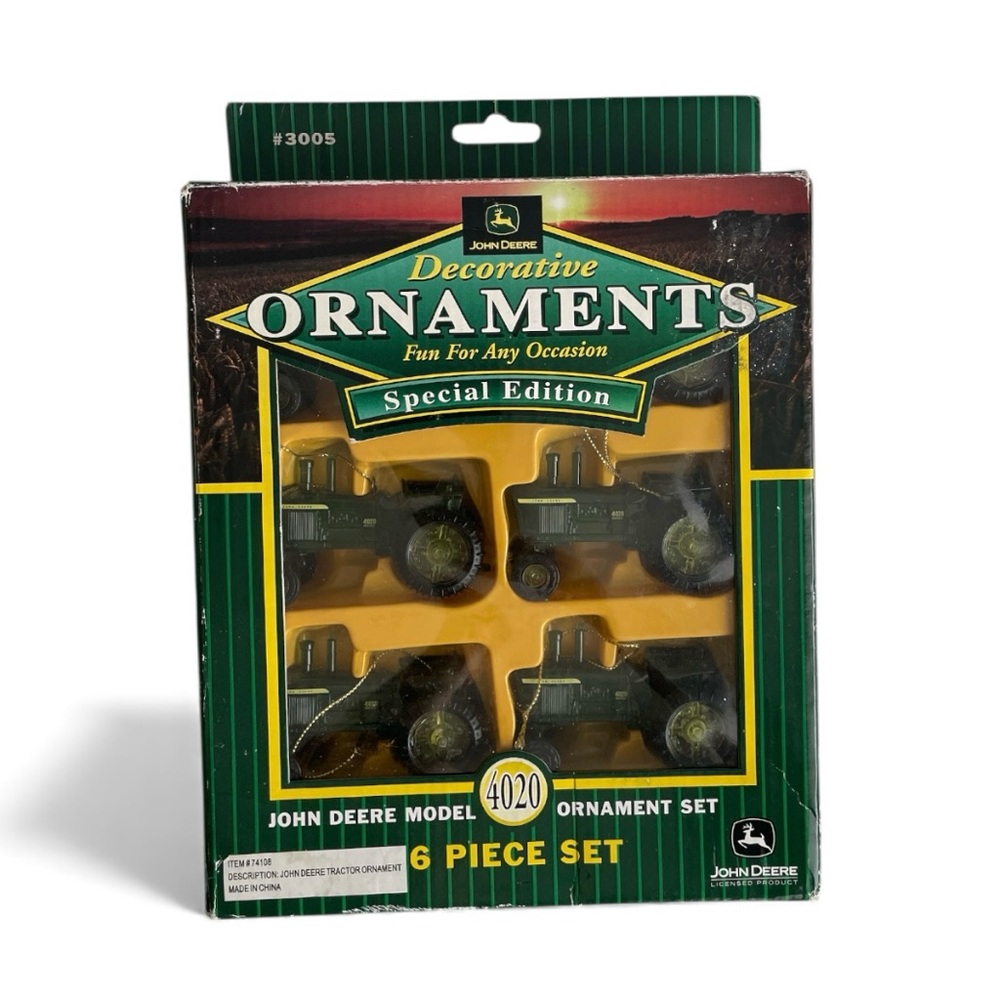 John Deere Model B Special Edition Ornaments 6 PC Set Christmas Tractor